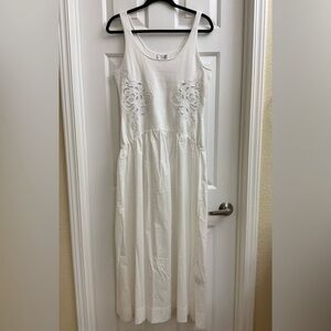 &OTHER STORIES Cotton White Lace Embroidered Midi Dress🪽